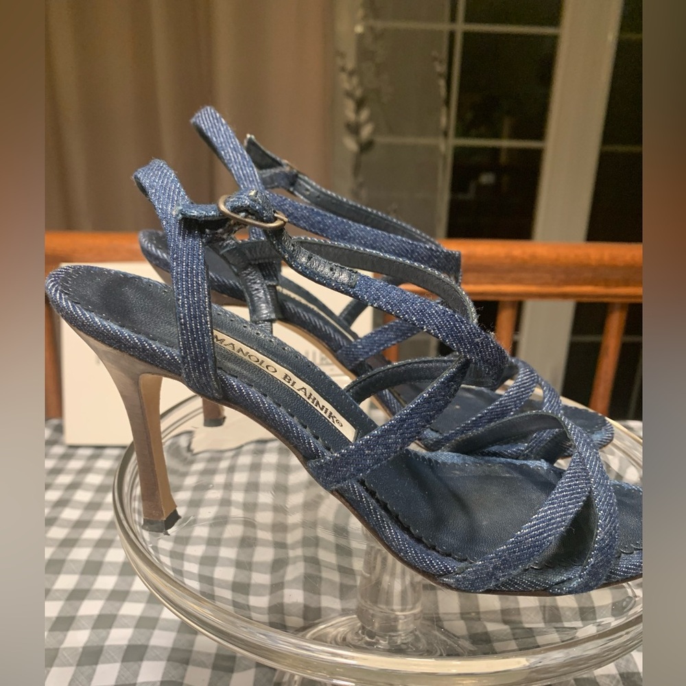 Manolo Blahnik Bayan Jeans Blue sz 37 - Picture 3 of 5